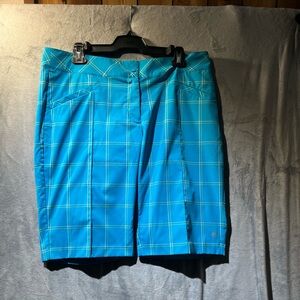 Women’s Athletic Plaid Golf Shorts - Turquoise